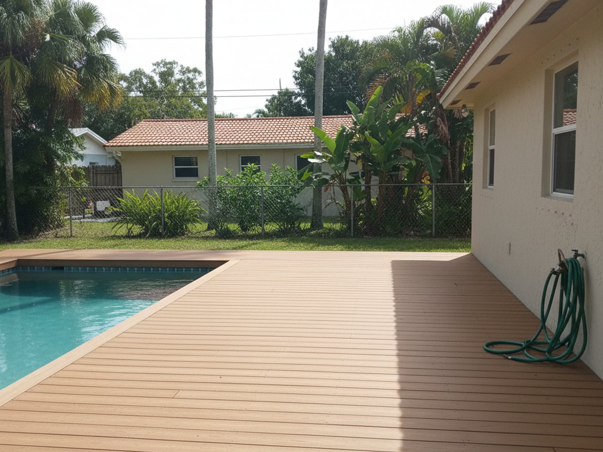 Champion Deck Company crew working on a home